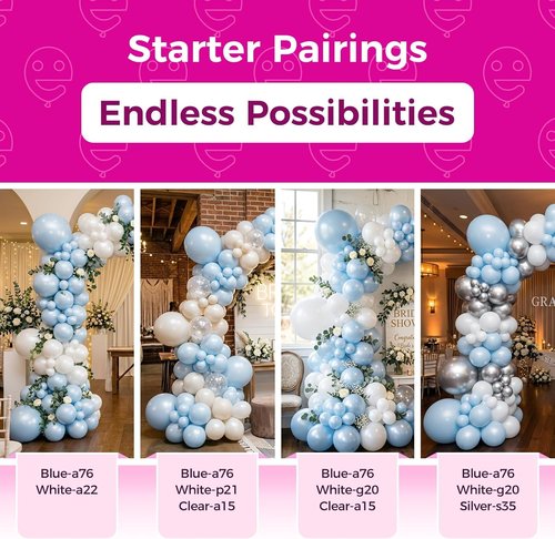 Bezente Pearl Light Blue Latex Balloons - 100 Pack 12-Inch Round Helium Balloons for Parties & Events