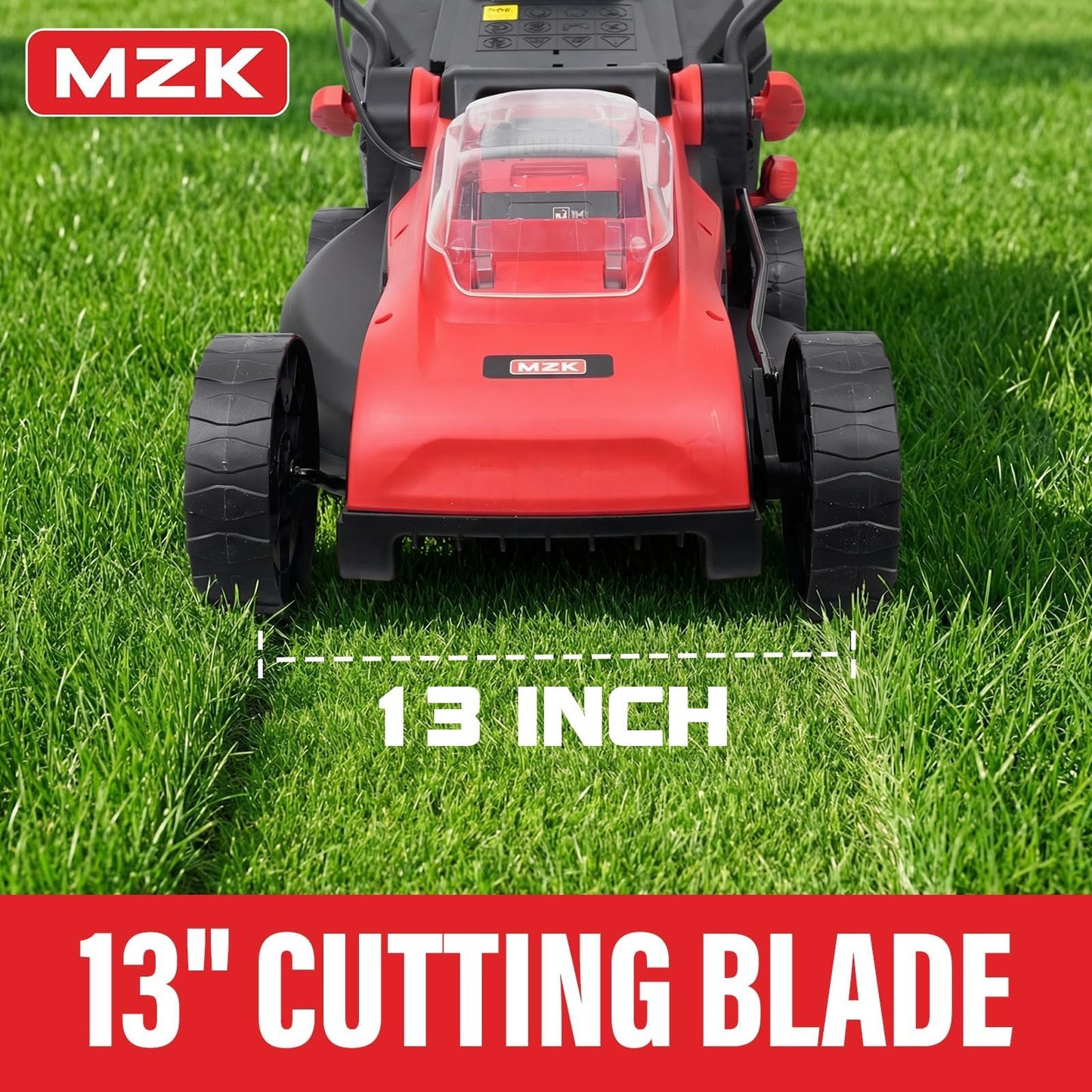 MZK 20V 13" Electric Lawn Mower, Brushless Cordless Lawn Mower with 4-Position Height Adjustment, Walk-Behind Push Mowers with 8 Gallon Grass Bag, 2 x 4.0Ah Batteries & Charger Included, LM13B8