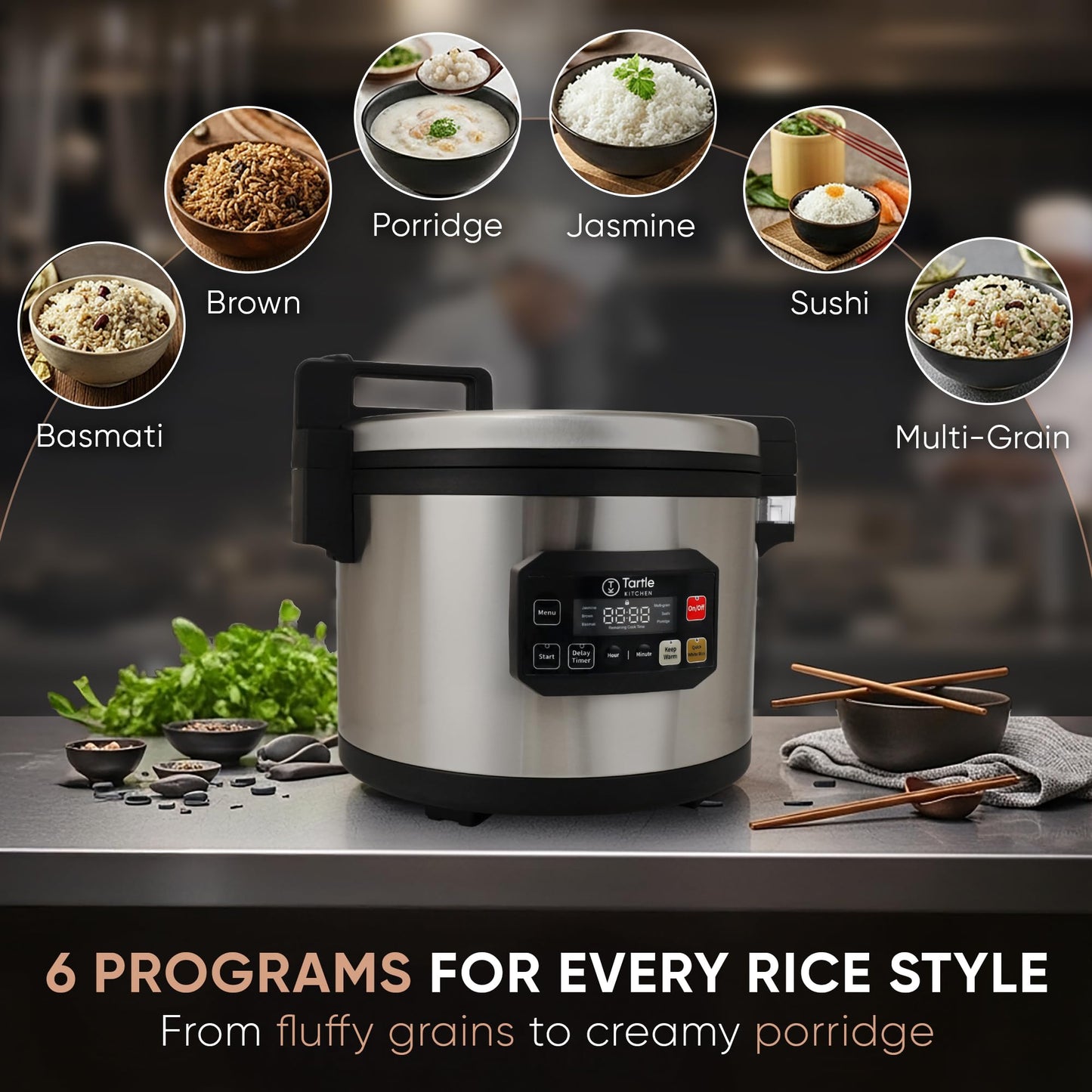Commercial Large Multi-Function Rice Cooker - Professional 64 Cup Cooked (32 Cup Uncooked) Rice Maker Cooker With Non Stick Pot & Hinged Lid - Brown Rice, Sushi Rice and more
