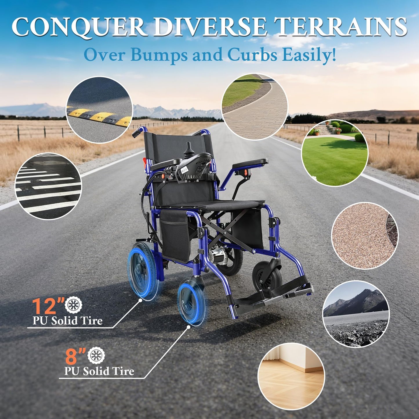 YF001 Zygenair Electric Wheelchair 330Lbs Capacity Durable Electric Wheelchairs for Adults, Lightweight Motorized Wheelchair with 12Ah Lithium Battery, Foldable Power Wheelchair (Purple, Standard)