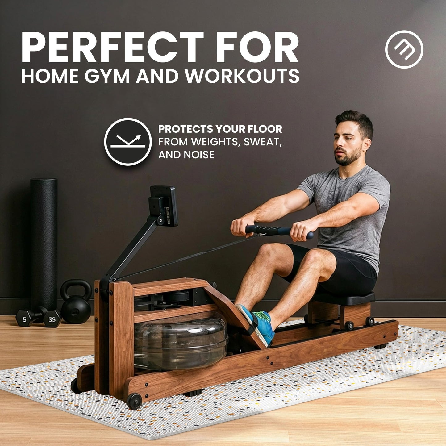 bemaxx Gym Mats Set - 18 pcs EVA Interlocking Foam Floor Tiles (12.6"x12.6"x0.4") 18sqft Protective Gym Flooring Sports Home Workout Exercise Mats Puzzle Garage Fitness Play-Room Pool Treadmill Bike