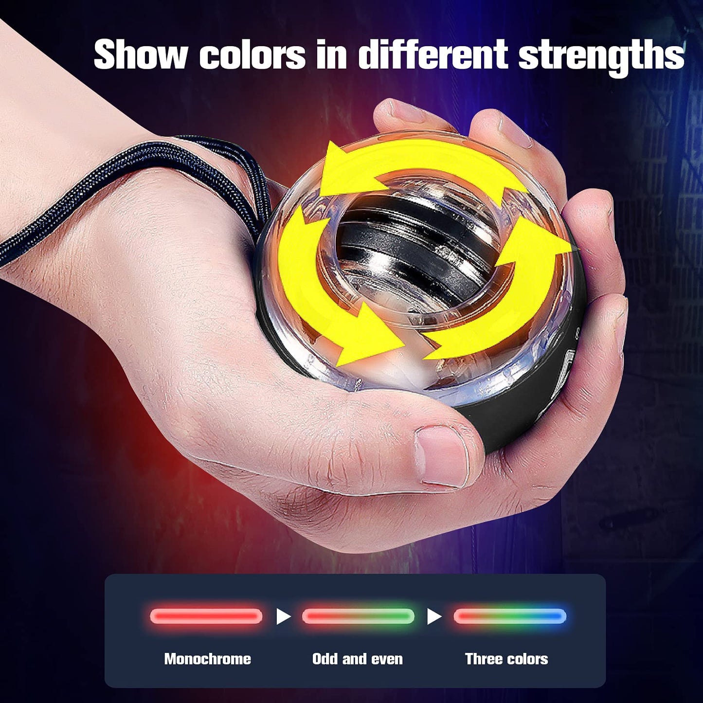 JIN BD Wrist Trainer Ball Auto-Start Gyroscopic Forearm Exerciser Gyro Ball for Strengthen Arms, Fingers, Grip and Muscles Black （No Light）
