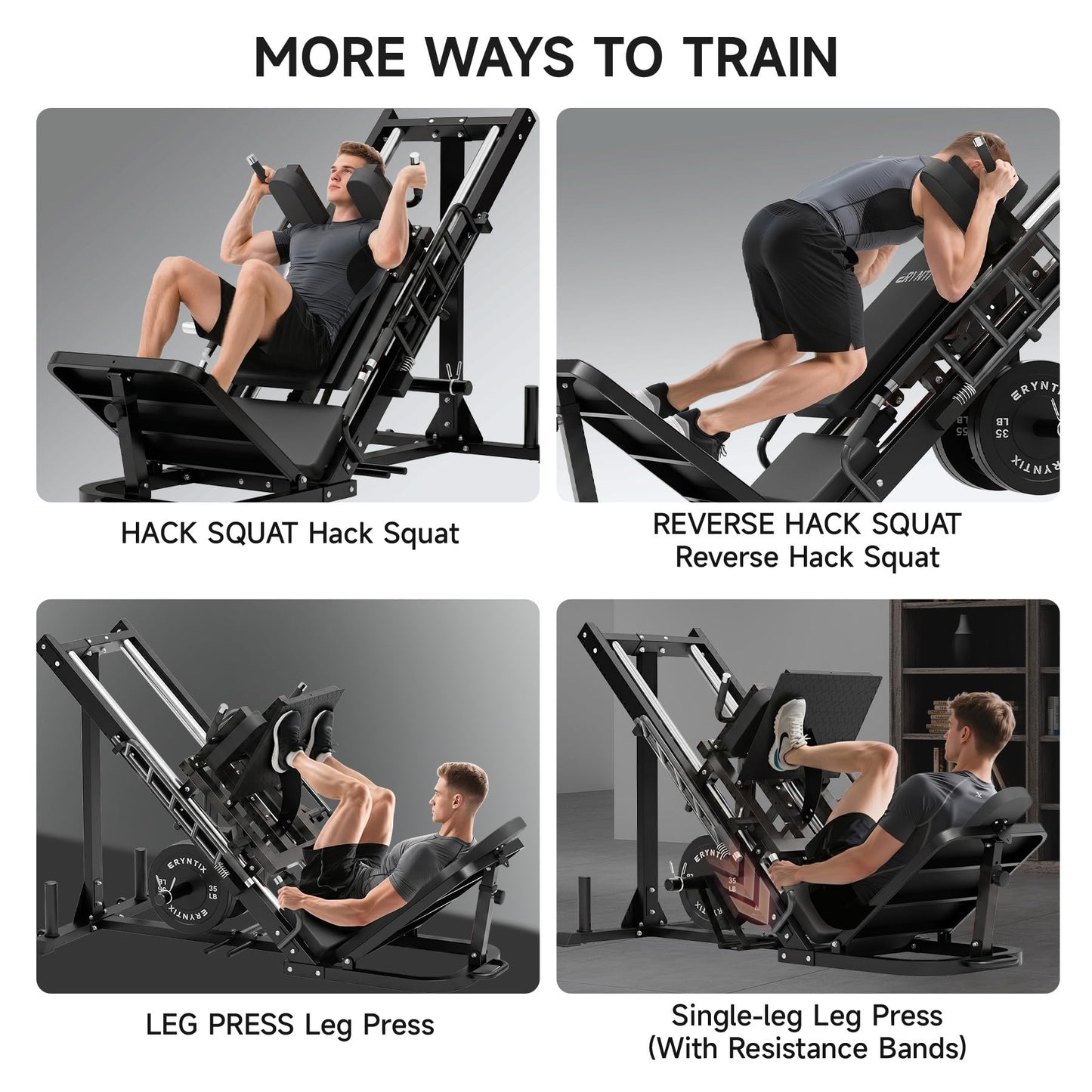 Leg Press Hack Squat Machine Combo, 45° Leg Exercise Machine ,Lower Body Special with Weight Storage for Quads, Hamstring, Glutes, Calves, Compact Home Gym Leg Day Equipment