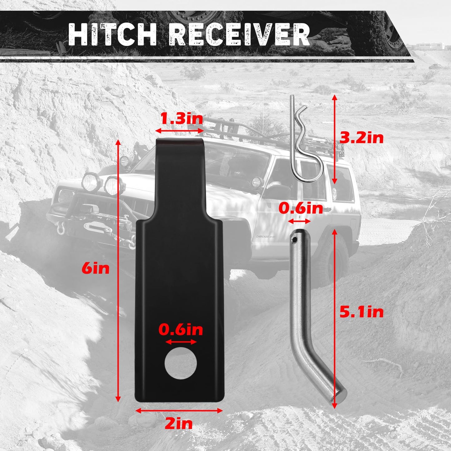Handfly Offroad Recovery Kit, 3" x 30 ft Tow Recovery Strap, 1pcs Hitch Receiver, 2pcs 3/4" D-Ring Shackles with Storage Bag for Truck Jeep SUV ATV