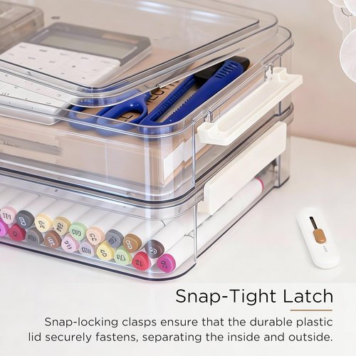 Citylife 6 Qt Plastic Storage Bins - 2 PCS with Lids & Latches | Clear Organizing Bins for A4 Paper & Crafts