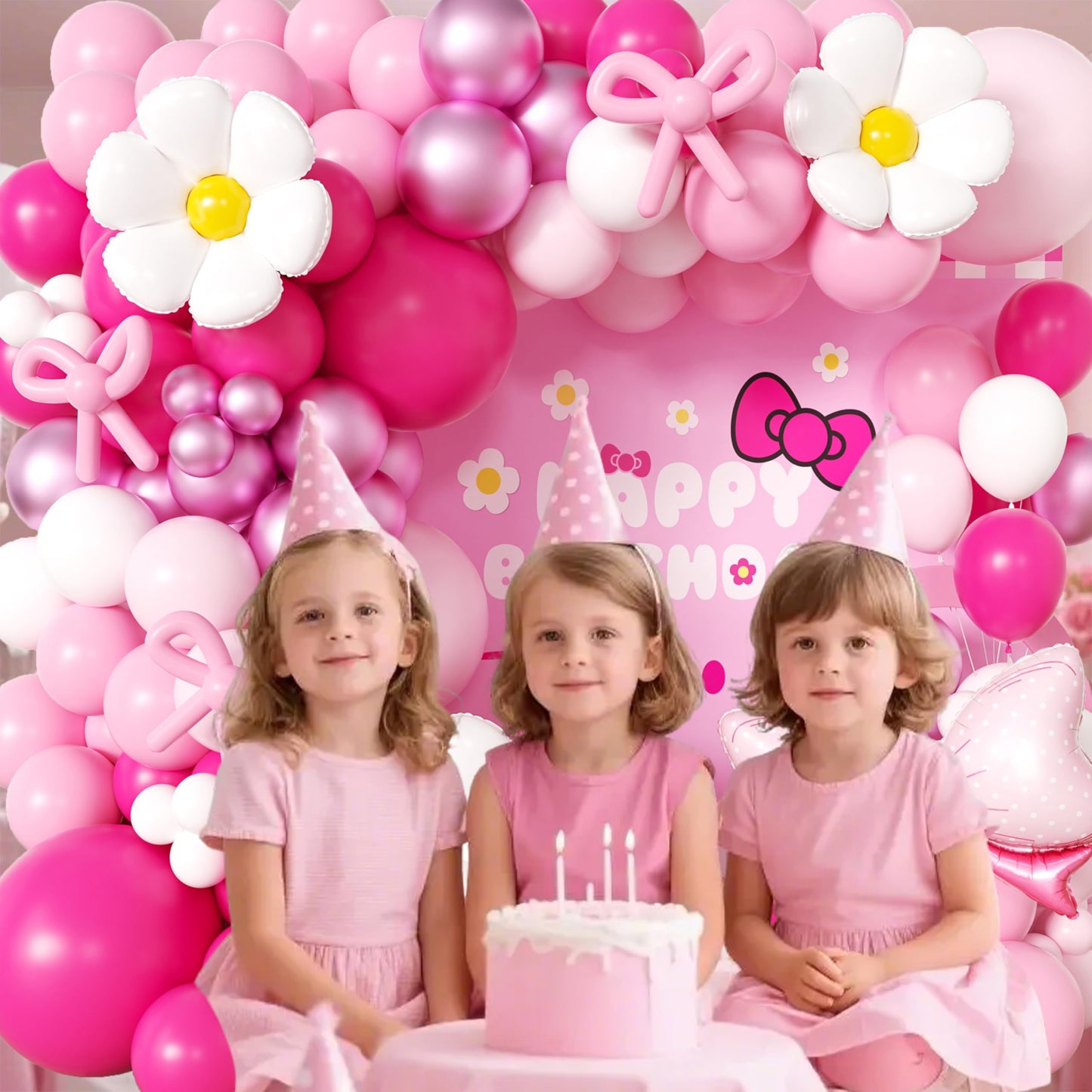 Pink Balloon Arch Kit For girls,Hot Pink Balloons Garland Kit,Bow Foil Balloons for Birthday Decorations,Party Supplies for Girl