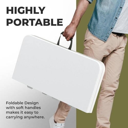 Modern Space 34" Square Foldable Table - Heavy Duty Portable Design with Built-In Handle | Ideal for Events, Dining, and Camping