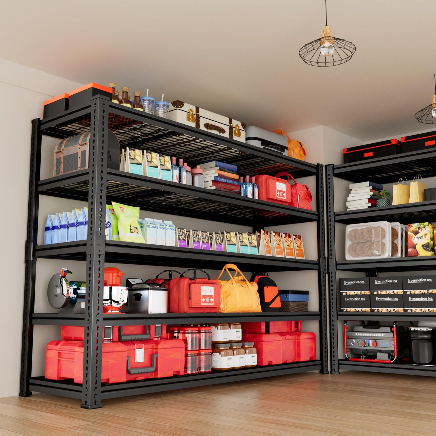 Storage Shelves, Garage Shelving Heavy Duty 3300 LBS Capacity, 55"L x 24"W x 78"H Adjustable Metal Shelving Organizer Wire Rack, 5 Tier Utility Shelf Unit for Pantry Closet Warehouse Organization