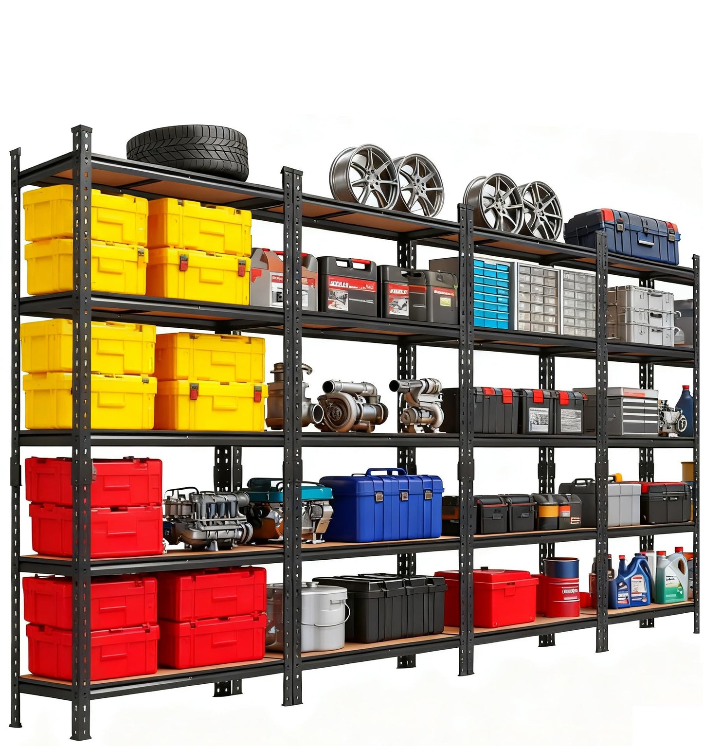 Garvee Storage Shelves 5 Tier Garage Shelving Heavy Duty Adjustable Metal Shelving Unit, Garage Shelves for Basement, Warehouse, Pantry, Closet, Kitchen 72" H x 35.5" W x 12" D, Black,4 Pack