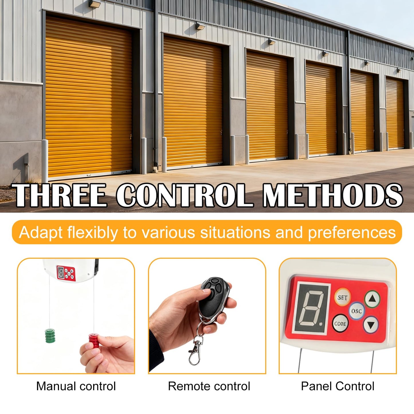 Automatic Roll Up Door Opener, 110V 100W Commercial Rolling Opener Commerial Garage Roller Door Opener with 2 Powerful 1000N Motor with 2 Remotes for Garage Warehouse Store Barn Farm (White)