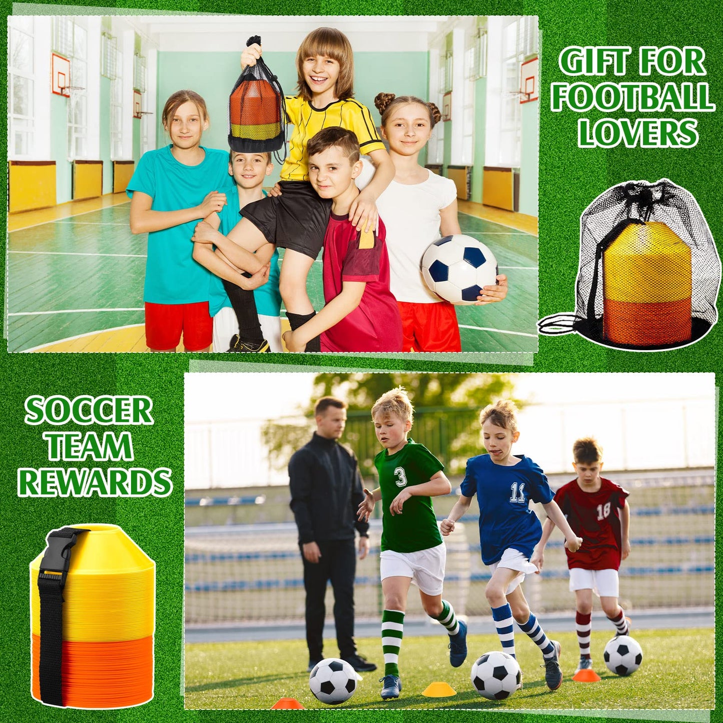 Hanaive 100 Pieces Mini Soccer Cones for Sport Drills 5 Inch Agility Disc Cones with Accessories for Kids Football Training(Orange, Yellow)