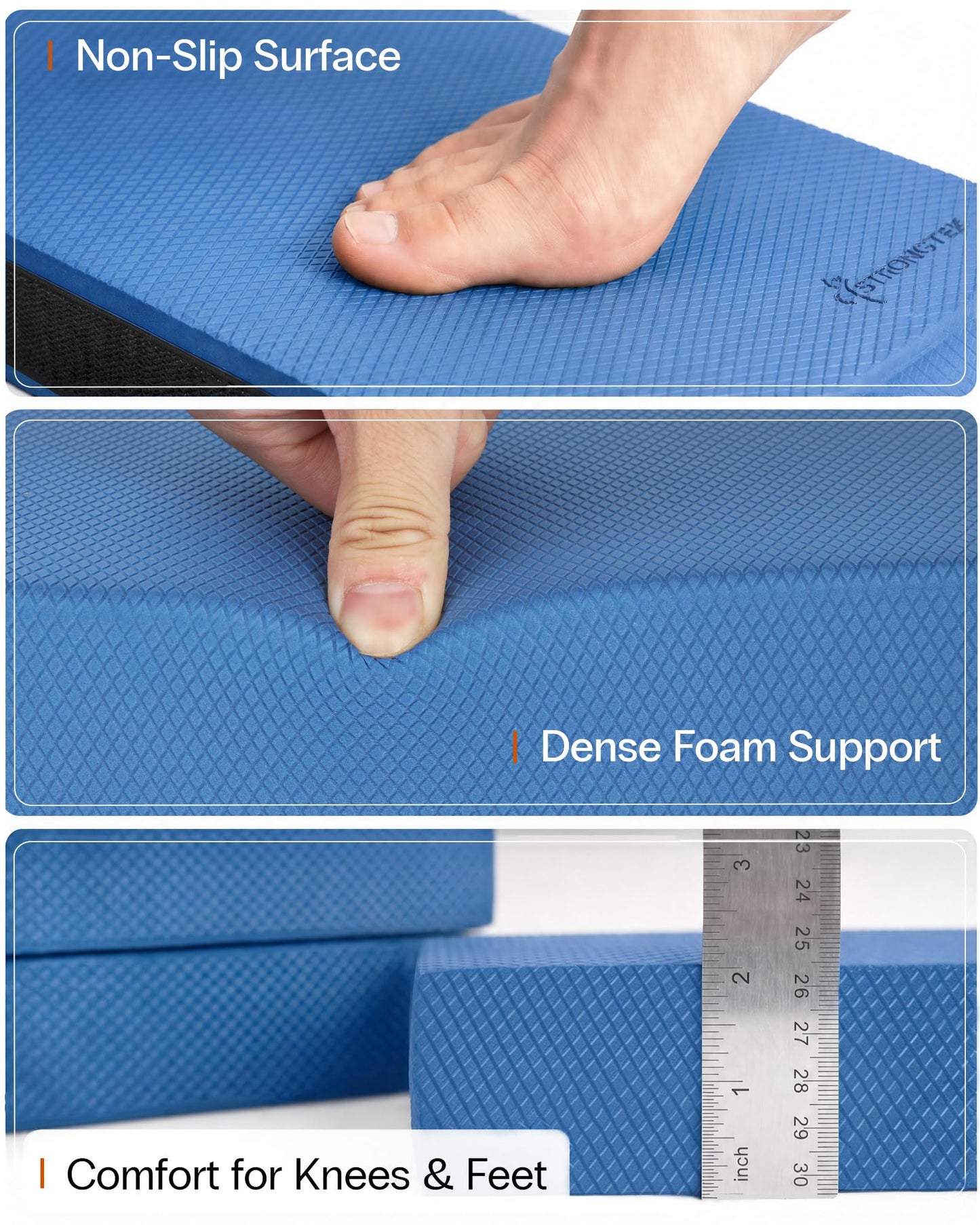 StrongTek 2-in-1 Non-Slip Balance Pad - High-Density Foam Cushion, Supportive Exercise Mat & Knee Pad for Core Training, Yoga, Pilates, Physical Therapy, Stability Training, Stretching, and Rehab