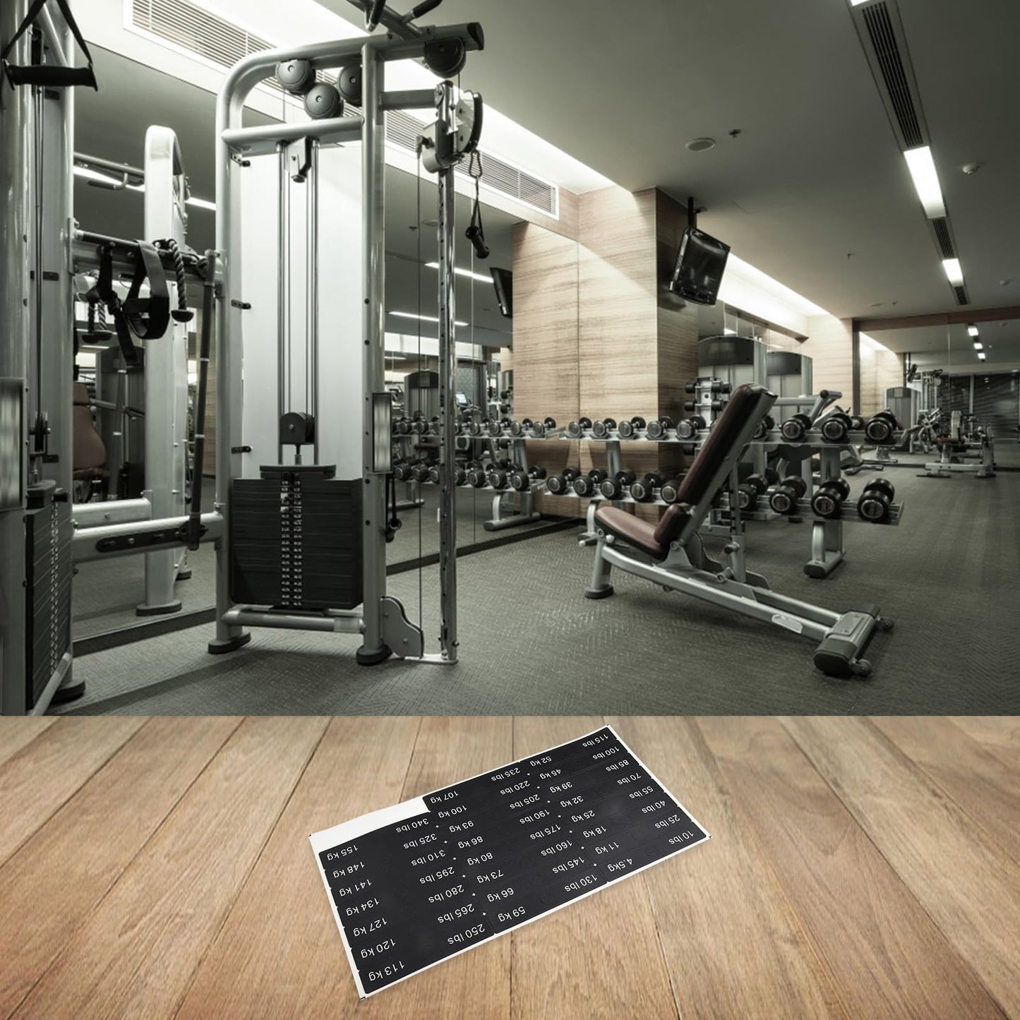 Fitness Equipment Weight Stickers Gym Weight Stack Label PP Weight Stickers(10LB-340LB)