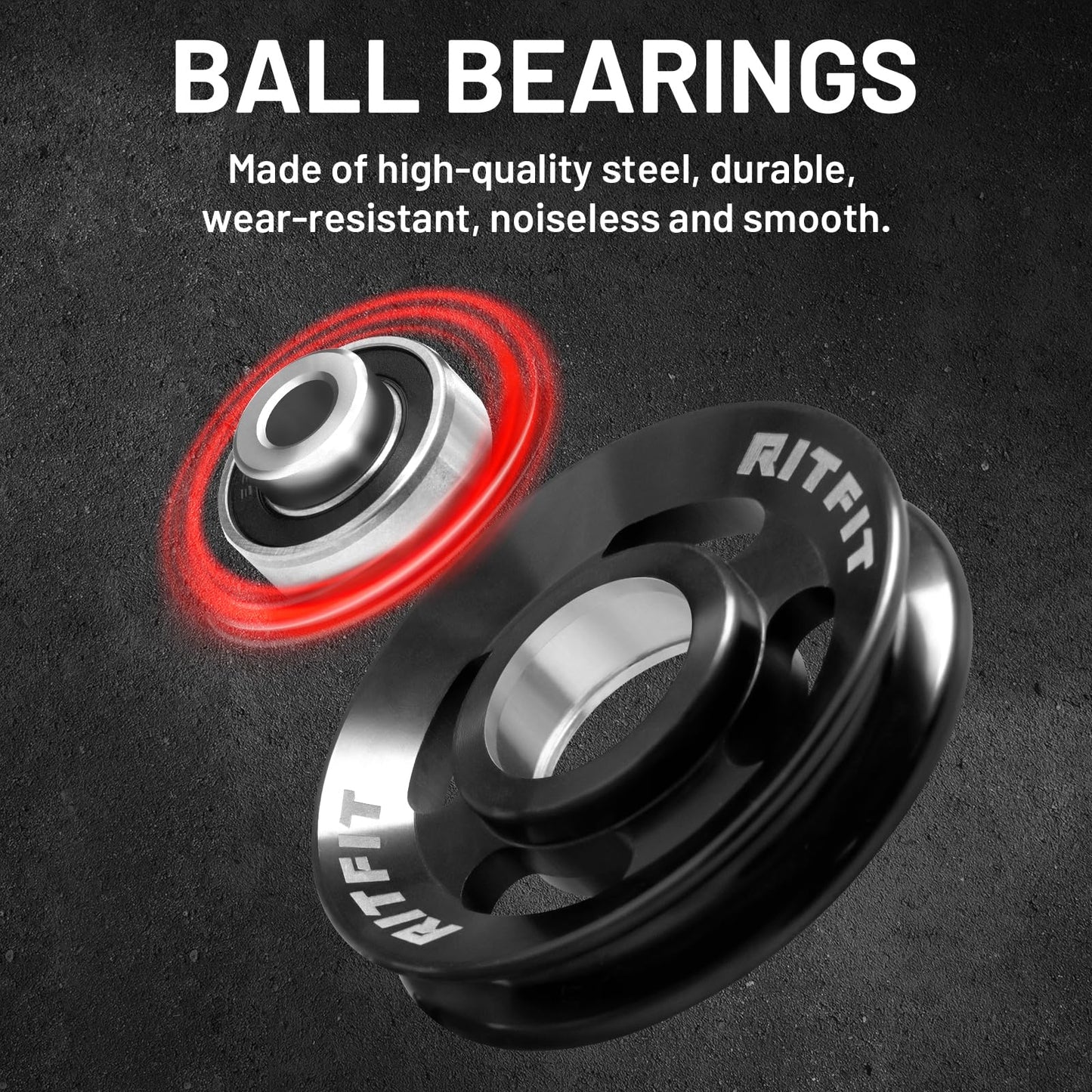 RitFit Aluminum Pulley Wheel for Gym Equipment, 2PCS/ 6PCS Set Power Rack Pulley Attachment, 90mm Aluminum Alloy Bearing Gym Pulley Wheel for Home Gym (Black 6 pcs)