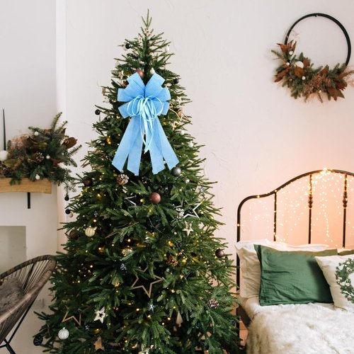 Large Blue Burlap Bow by [Brand Name] - Perfect for Wreaths & Spring Decor | Ideal for Weddings & Holidays