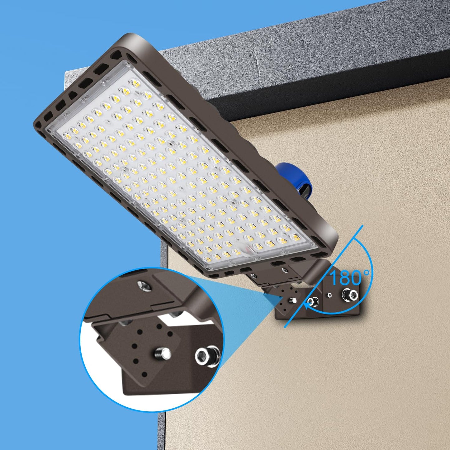 Juyace 3-Pack 350W LED Parking Lot Light with Photocell, 52500LM 5000K, IP65 Dusk to Dawn Outdoor Security Flood Light with Trunnion Bracket, 110-277V Commercial Area Light for Street Yard Stadium