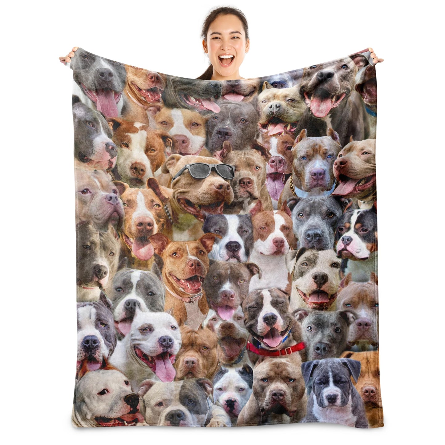 Pitbull Blanket,Pitbull Gifts for Dog Lovers,Pitbull Flannel Blanket Throws for Dog Mom Dad,Soft Warm Blankets for Sofa Bed Home Decor,Gifts for Kid Teens Girls Boys Halloween Christmas,50" x 60"