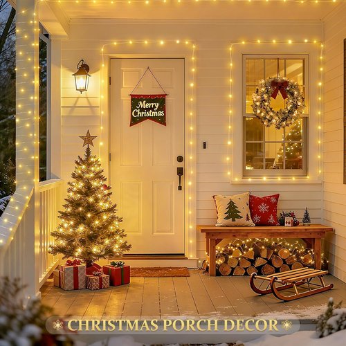 JMEXSUSS Solar String Lights - 2 Pack 33FT 100 LED Warm White Fairy Lights | Waterproof Copper Wire for Outdoor Decor
