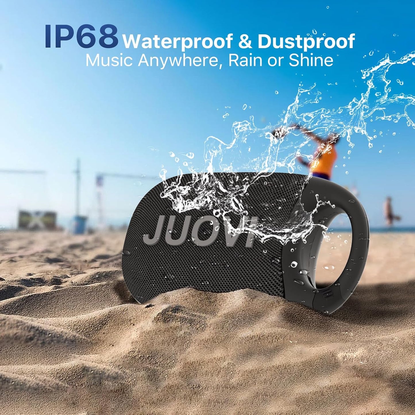 JUOVI 24H IP68 Clip Wireless Portable Bluetooth Speaker, Playtime Mini Shower Speaker Waterproof & Dustproof HD Sound