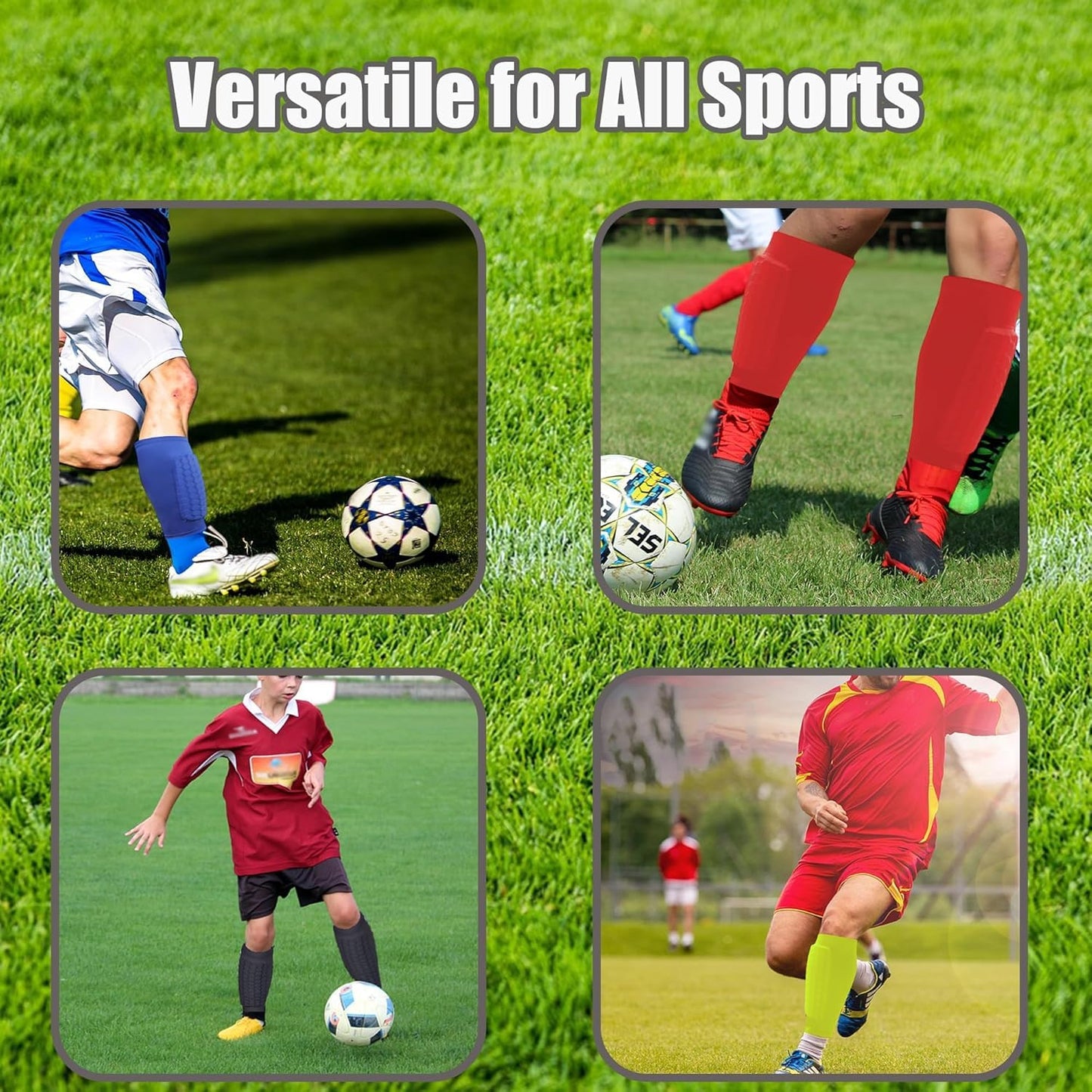 Soccer Shin Guards Pads for Youth Adult, Ski Shin Guards, Shin Defender Shin Guards Calf Compression Sleeve with Honeycomb Pads, Protective Shin Pads Gear for Football Soccer & Ski