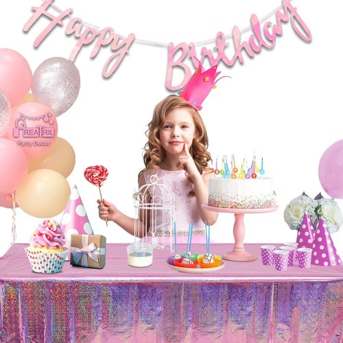 GREATRIL Disposable Pink Party Tablecloth - Rectangle Design for Birthdays & Anniversaries | 54'' x 108'' - 2 Pack