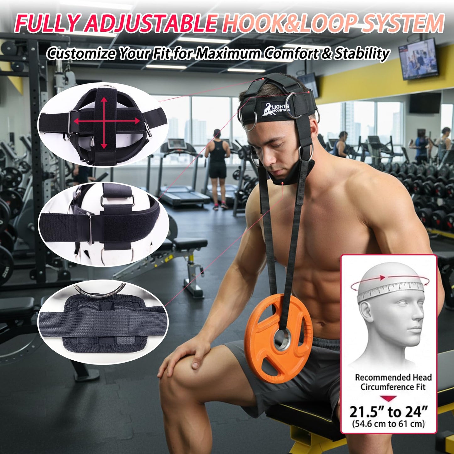 Adjustable Neck Harness with Pulley System & Resistance Bands – Multi-Directional Neck Weight Lifting Training for Strength, Stability & Posture – Padded Head Strap for Athletes & Fitness
