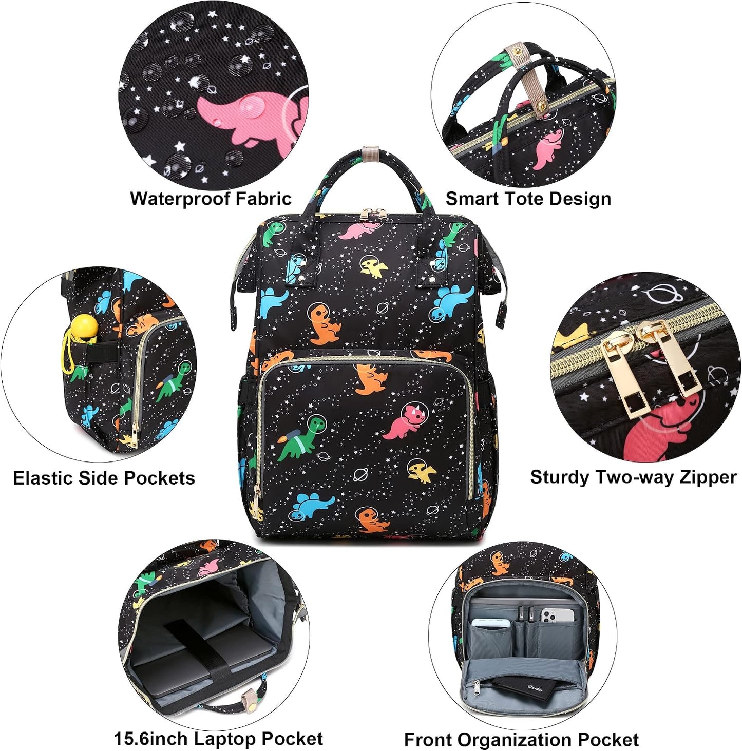 Xunteny Backpack, Backpack 15.6 Inch Backpacks Dinosaur Women Laptop College School Bookbag Computer for Work Business