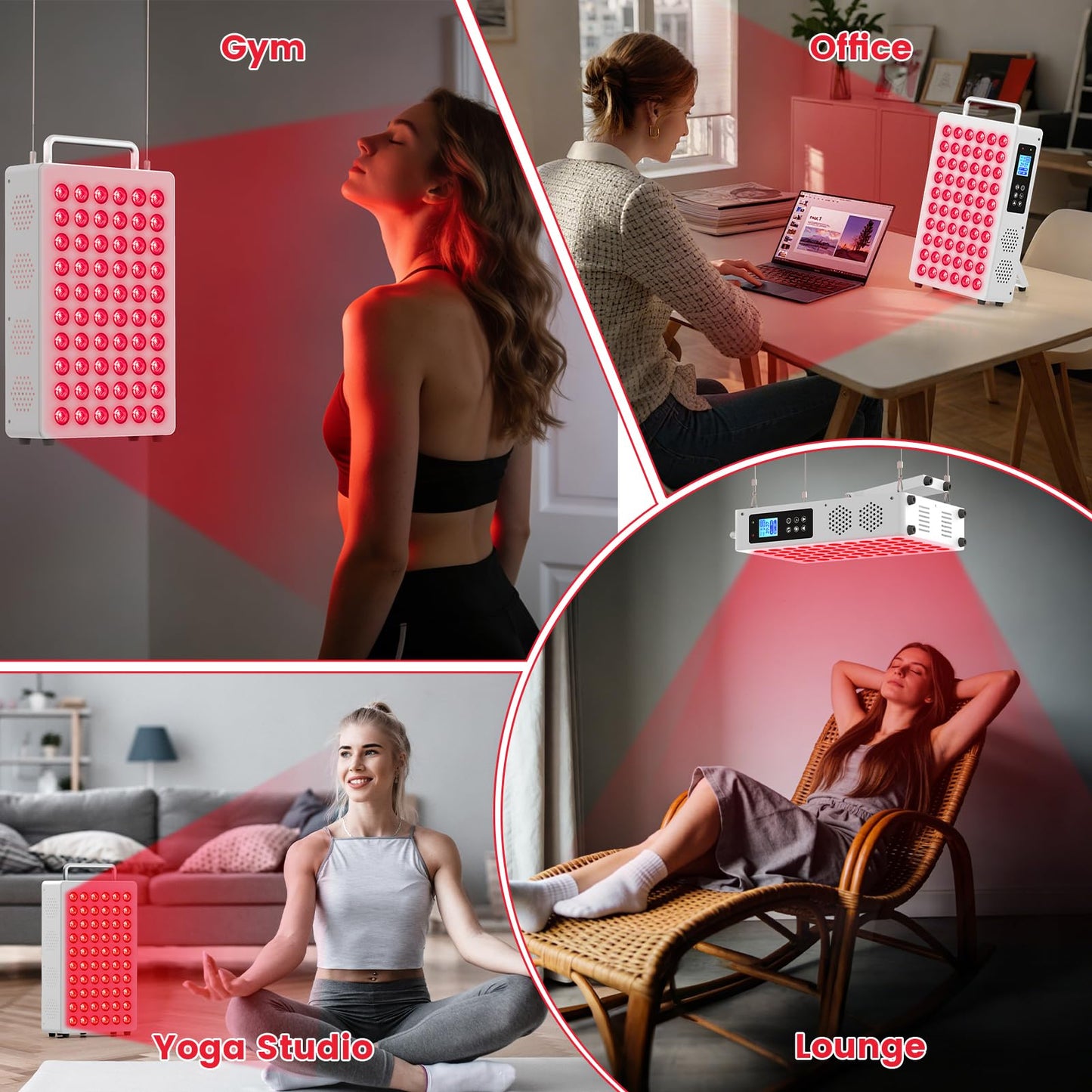 Red Light Therapy Panel, with 660nm & 850nm Near-Infrared Light – 300W High-Power Red Light Panel for Face & Body, Supports Skin Care, Pain Relief, and Skin Health (White)