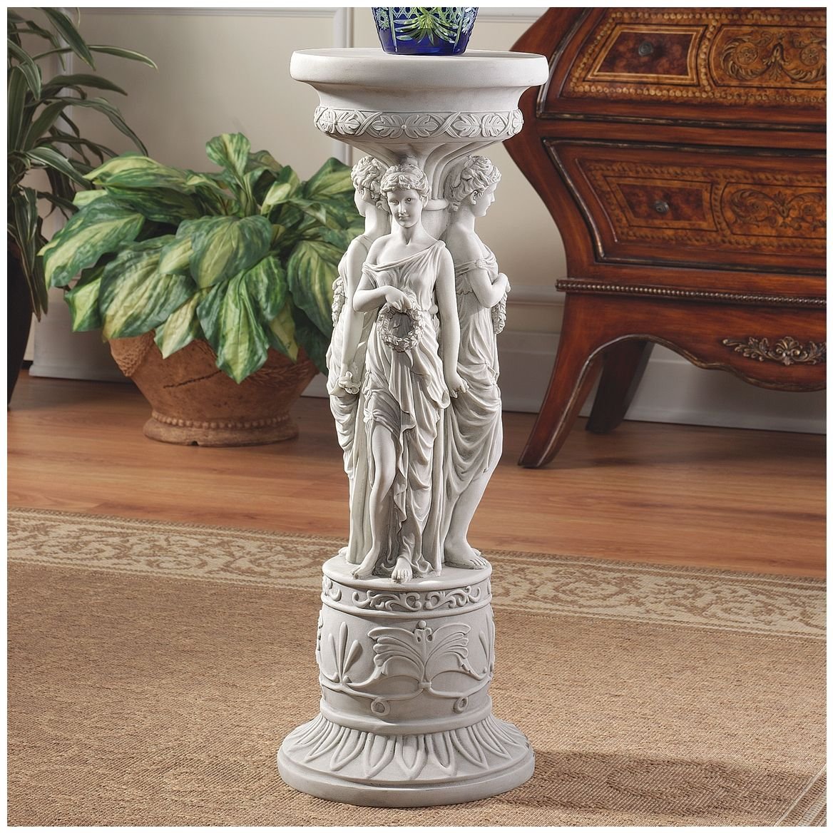 Design Toscano KY992 Chatsworth Manor Neoclassical Pedestal Column Plant Stand, Antique Stone