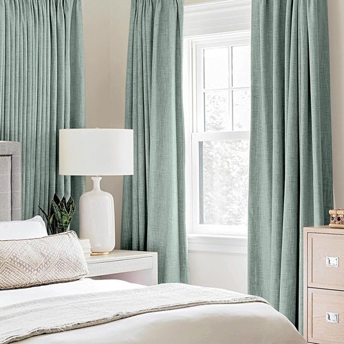 MIULEE Blackout Curtains - 100% Thermal Insulated Linen Texture - Seafoam Green - 52x54 Inch (2 Panels)