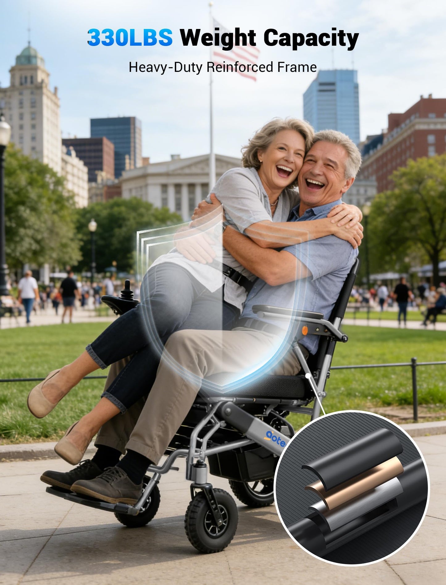 2026 Upgraded Aotedor Electric Wheelchair for Adults, Foldable Heavy Duty Power Wheelchair with 35 Miles Long Range, Two Batteries and Dual Brushless Motors, 330 lbs Capacity, Airline Approved