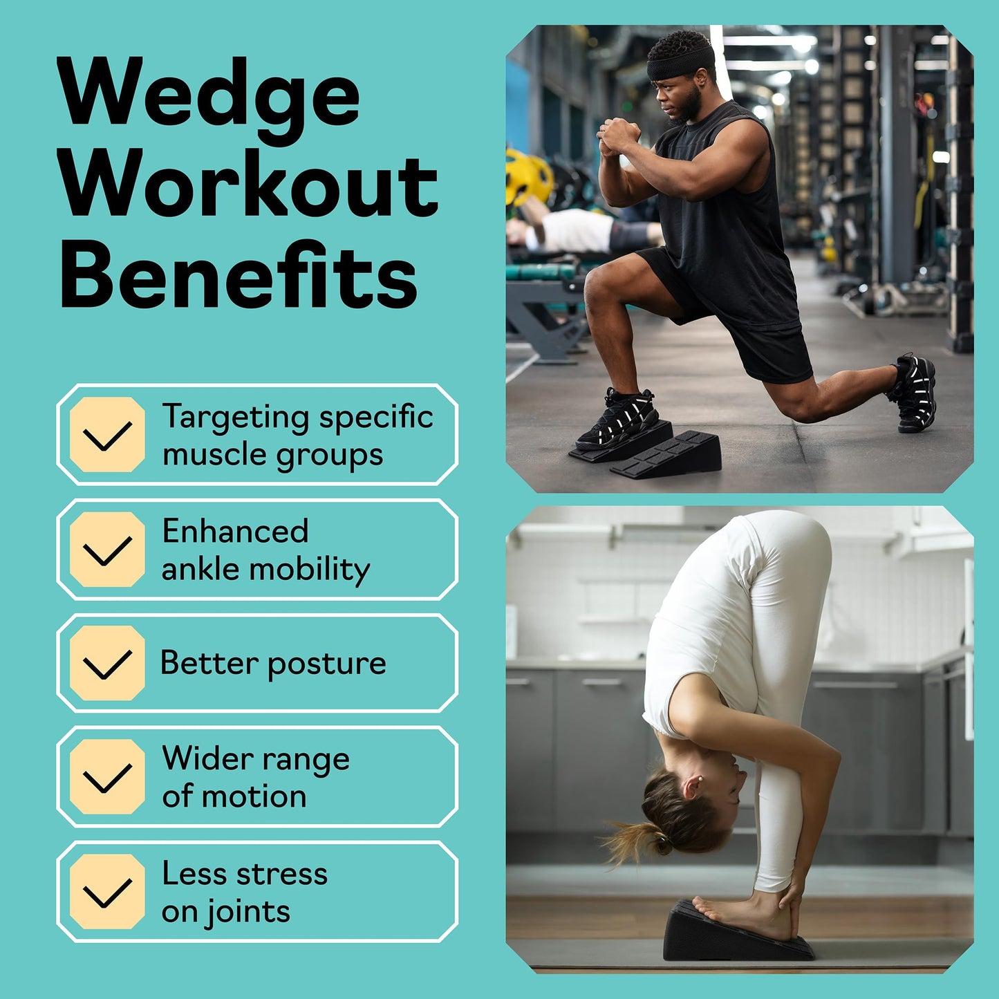 Squat Wedge Block Set of 3/5 - 960 LBS Capacity - Slant Board for Calf Stretching with 5 Stackable Angles - Calf Stretcher Slant Board - Workout Equipment - EPP Material for Exercise Equipment & Physical Therapy