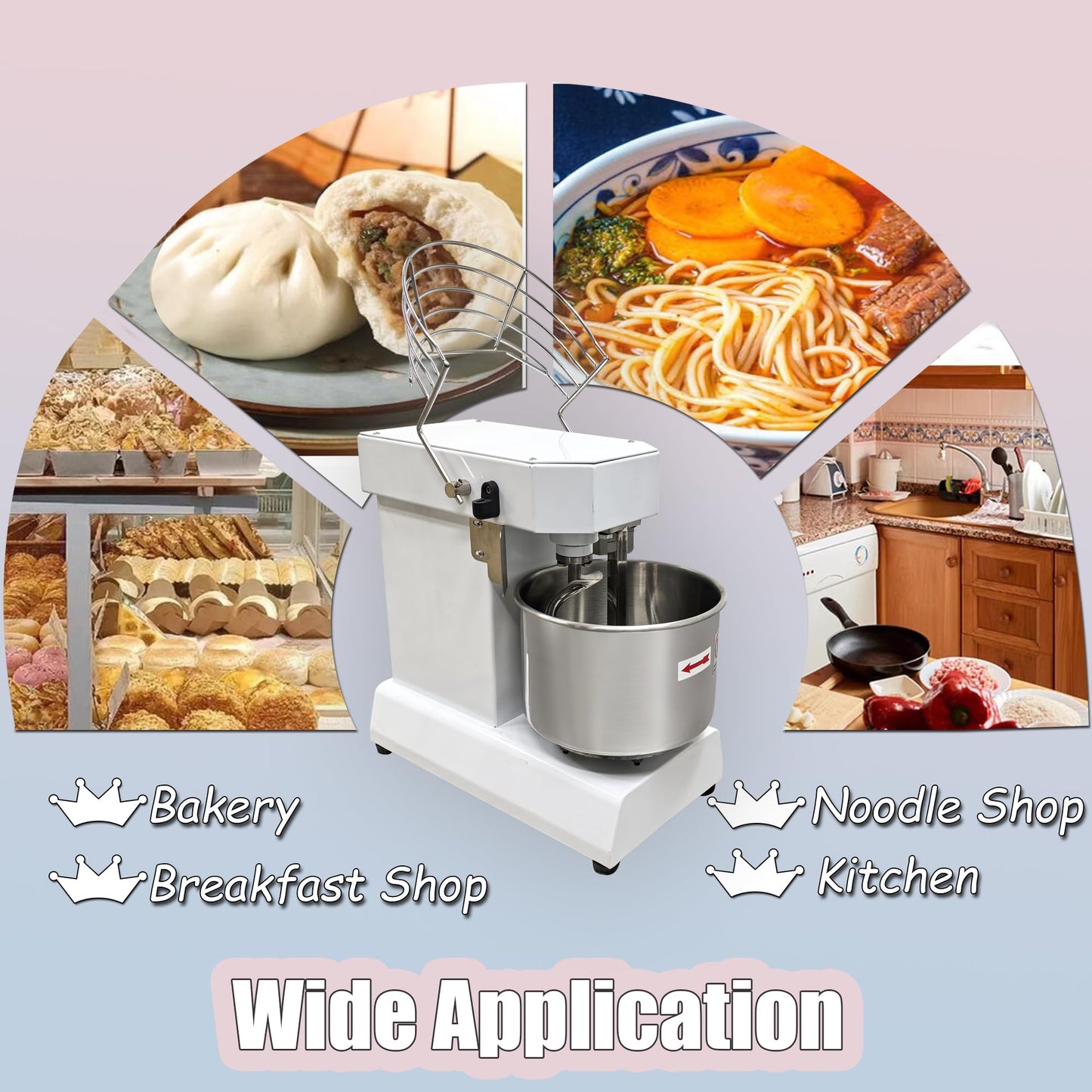 INTSUPERMA Commercial Dough Mixer Machine, 15 QT Electric Food Mixer, 153-268 RPM Adjustable Speed, Double Action, Double Speed,110V 1100W, 15 L Spiral Mixer for Schools Bakeries Restaurants Pizzerias