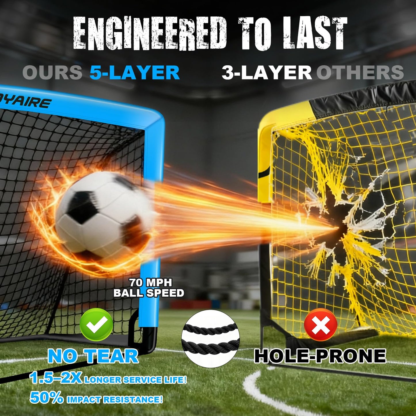 Soccer Goals for Backyard Set, Portable Kids Toddler Soccer Goal 2 of 4' x 3', Pop Up Soccer Net Soccer Training Equipment with Size 4 Soccer Ball, Carry Bag, Youth Games, Sports, Outdoor Play
