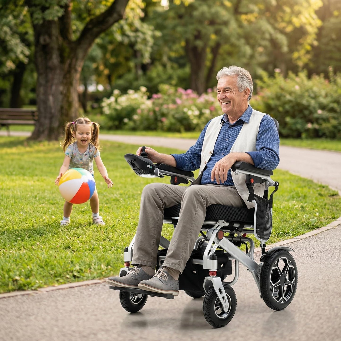 [2026 Upgrade] Electric Wheelchairs for Adults Foldable,Lightweight Motorized Wheelchairs for Seniors,Support 330 Lbs,15 Miles,Power Wheelchair for All-Terrain,500W Motor Wheelchair,Airline Approved
