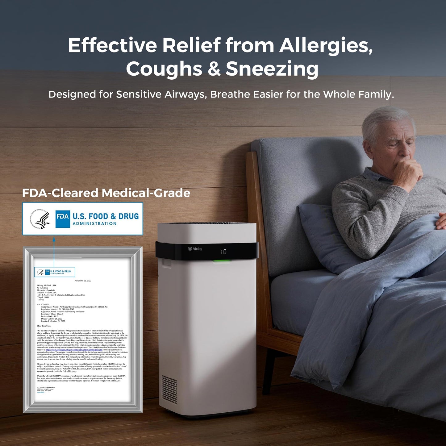 Airdog X5 Air Purifiers for Large Room, Patented TPA Tech Cover Up to 1614 Ft²,Washable and Reusable Filters,Whisper Quiet Smart Air Cleaner for Home, Pets, Allergies, Virus, Dust, Mold, Smoke