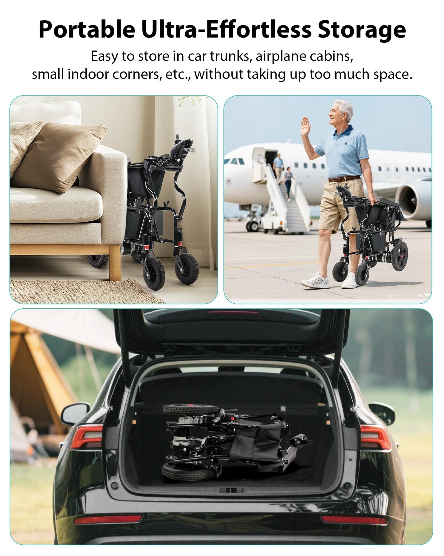 Goldseason 19" Wider Electric Wheelchair - 15 Miles Range, 330 lb Foldable Lightweight Motorized Wheelchair with Large Tire, 360W Power Wheelchair for Home/Outting/Travel(Grey)