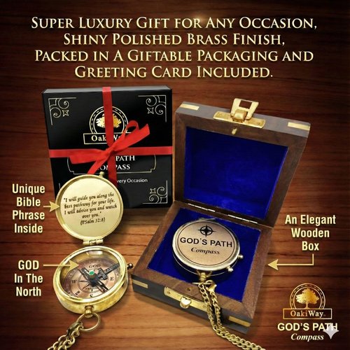 God's Path Compass - Inspirational Communion & Confirmation Gift for Boys | Baptism & Graduation Present