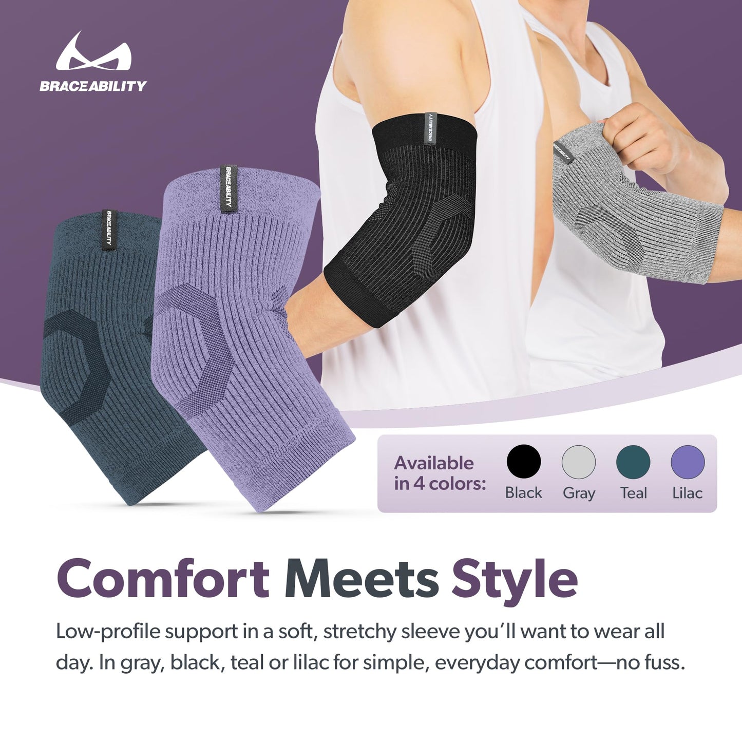 BraceAbility Elbow Compression Sleeve for Bursitis - Olecranon Elbow Brace for Tendonitis, Tennis Elbow, Golfers Elbow, Arthritis, Elbow Pain Relief Arm Sleeve for Women and Men (M - Gray)