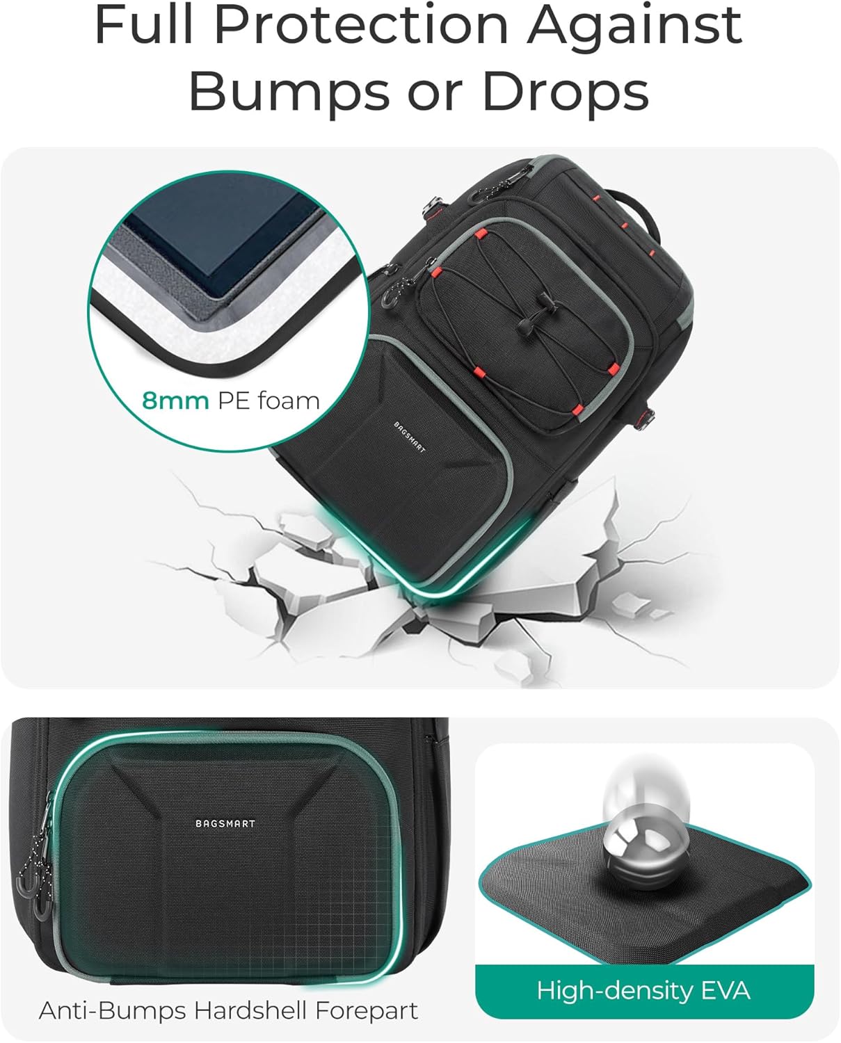 15.6" BAGSMART Camera Bag for Photographers, Professional Camera Bag Fits up to Laptop, DSLR/Drones/Tripod Camera Case