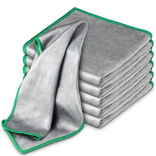 Glass Polishing Cloth Streak Free Miracle Cleaning Cloth Lint Free Microfiber Cleaning Rags for Glasses Kitchen Dish Mirrors Easy Clean, Pack of 6, 12" x 12"