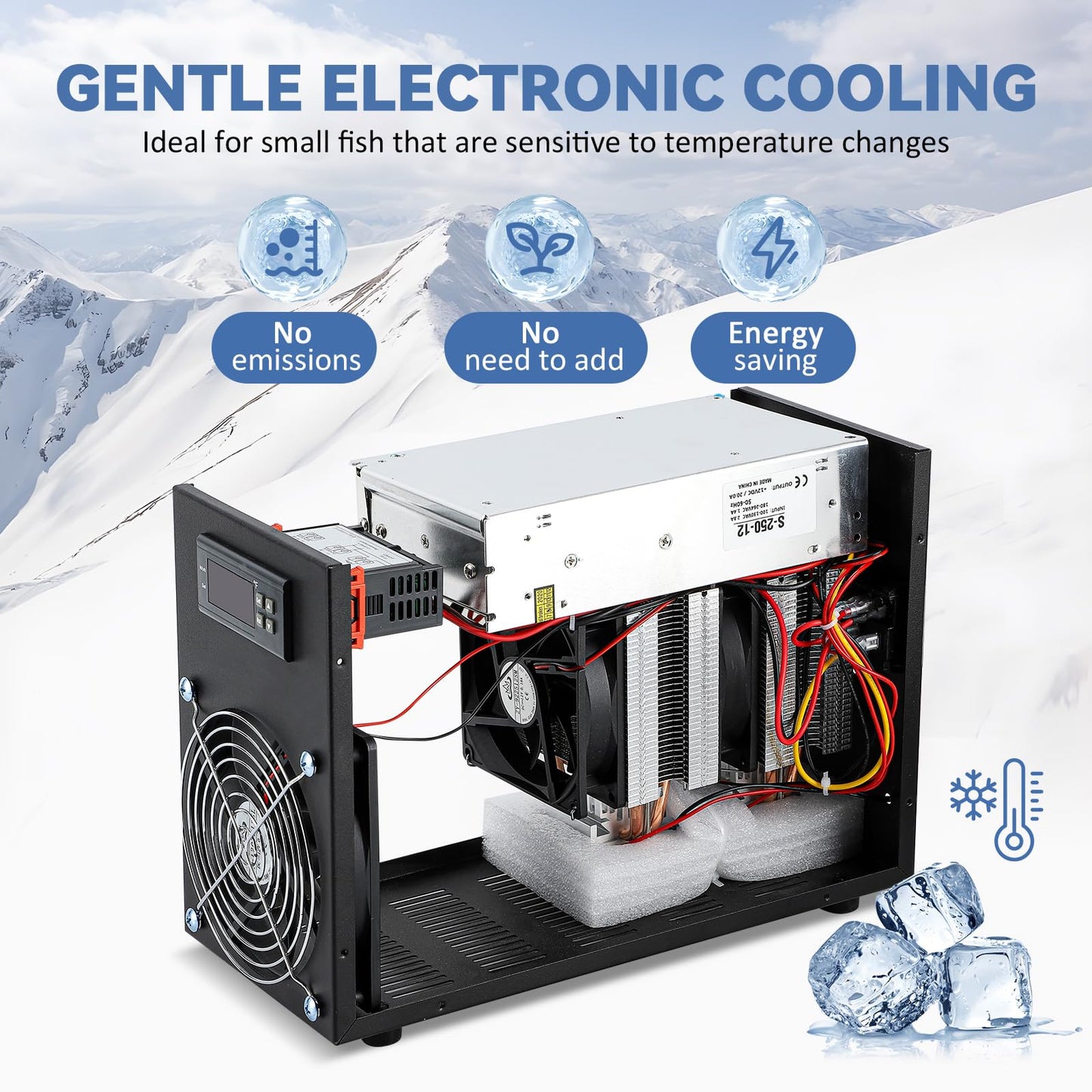 Poafamx 16gal Aquarium Chiller Small Water Chiller for Househod Fish Tanks Coral Crystal Shrimp 110V with Pump (Chiller, 60L/16Gal)