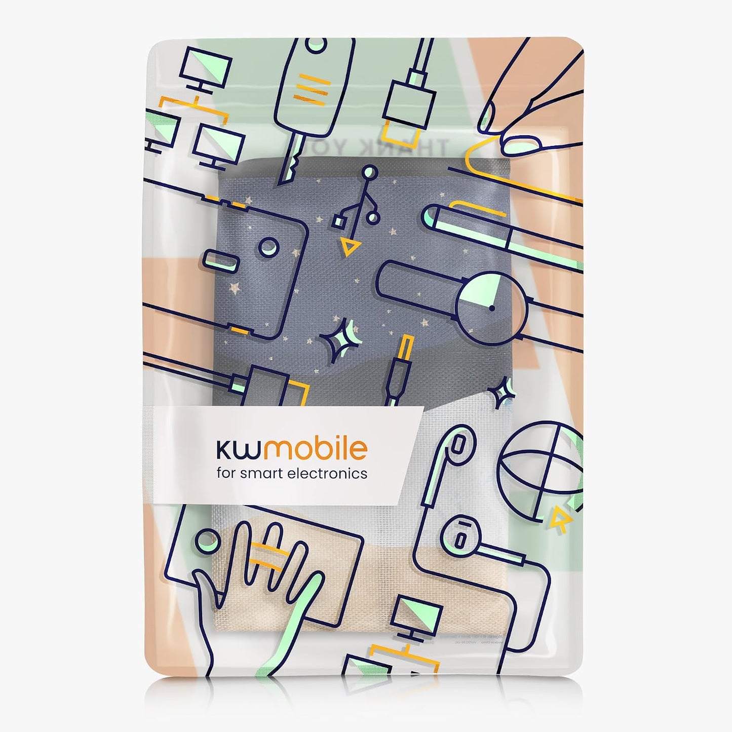 27-28" kwmobile Dust Cover for Monitor - Linen Monitor Protector with Design - Starry Night Lake White/Light Brown/Dark