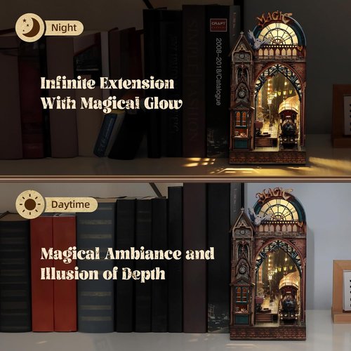FUNPOLA LED 3D Puzzle - Interactive Magic Station Book Nook Kit | DIY Miniature Decor Gift