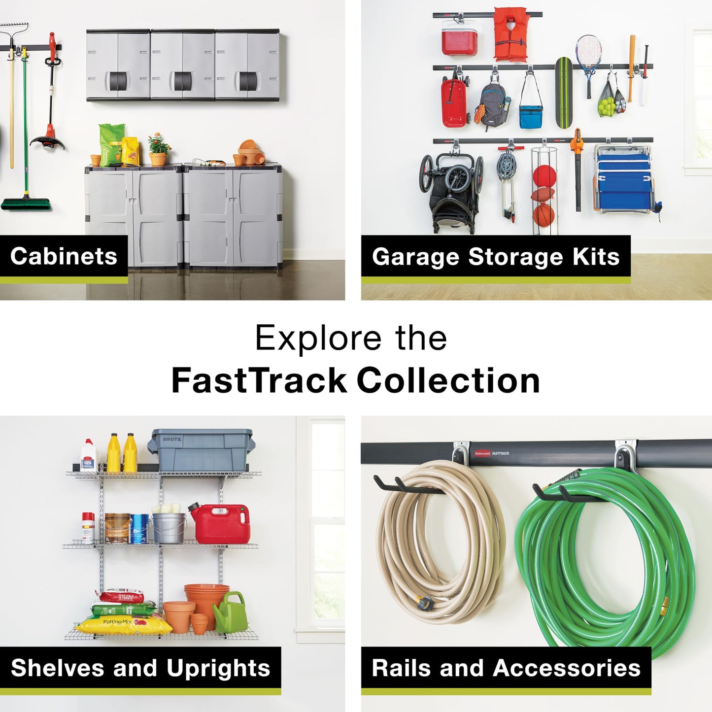 Rubbermaid FastTrack Wall Mounted Storage and Organization System Rail Horizontal 48" 2-Pack Holds up to 1750 pounds Each Rail for Home/Garage Storage and Organization
