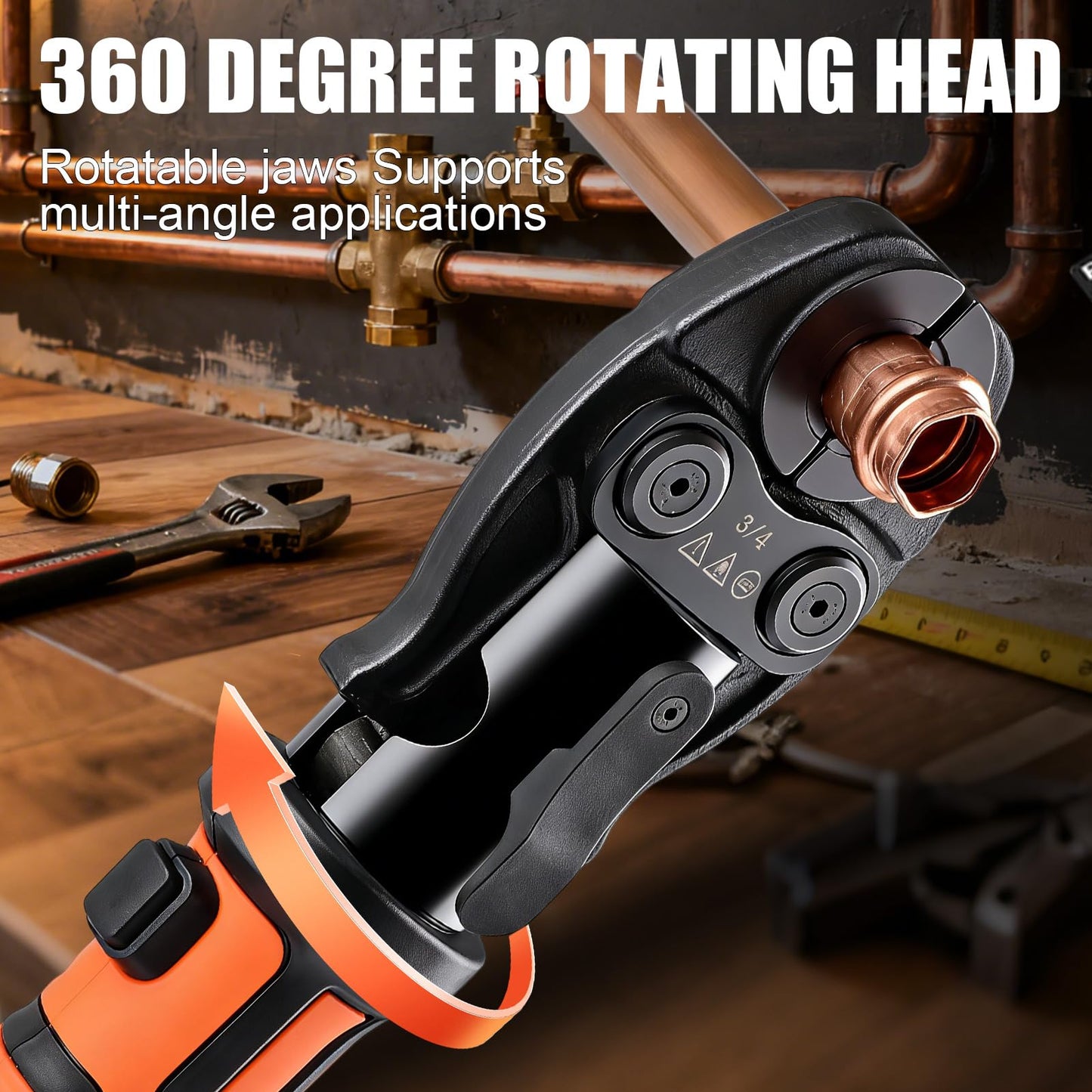 HZLZRZ Pro Press Tool 18V Brushless Electric Crimping Tool Kit for Copper Pipe, Includes "1/2, 3/4, 1, 1-1/4" ProPress Fittings with 4 Press Jaws, 2-Pack 4.0Ah Batteries, Fast Charger & Carrying Case