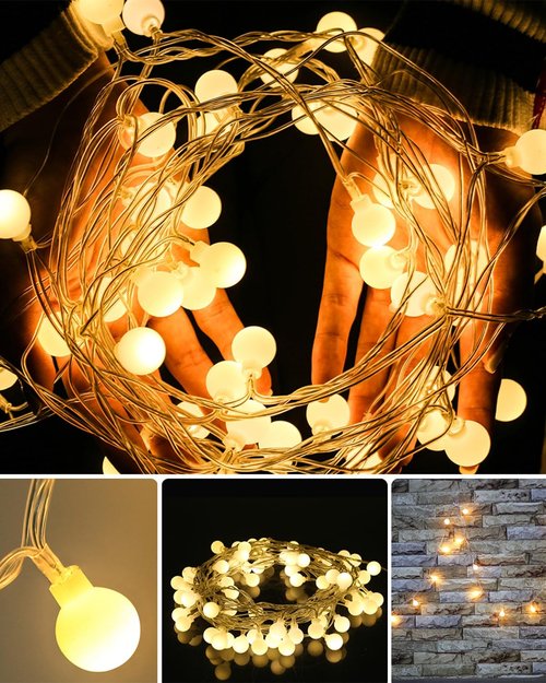Globe String Lights - 100 LED Fairy Lights with Remote & Timer | 43 Ft Warm White Twinkle Lights for Indoor/Outdoor Decor