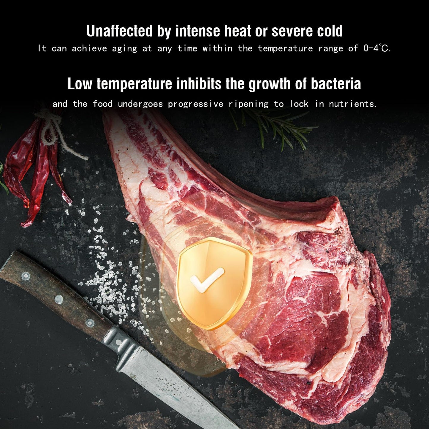 Kolice Commercial Beef Aging Showcase Freezer, Dry Aging Beef Fridge and Cabinet, Steak Aging Machine,Commercial Steak Ager-168L, 3 Tiers, Smart Temperature and Humidity Controller