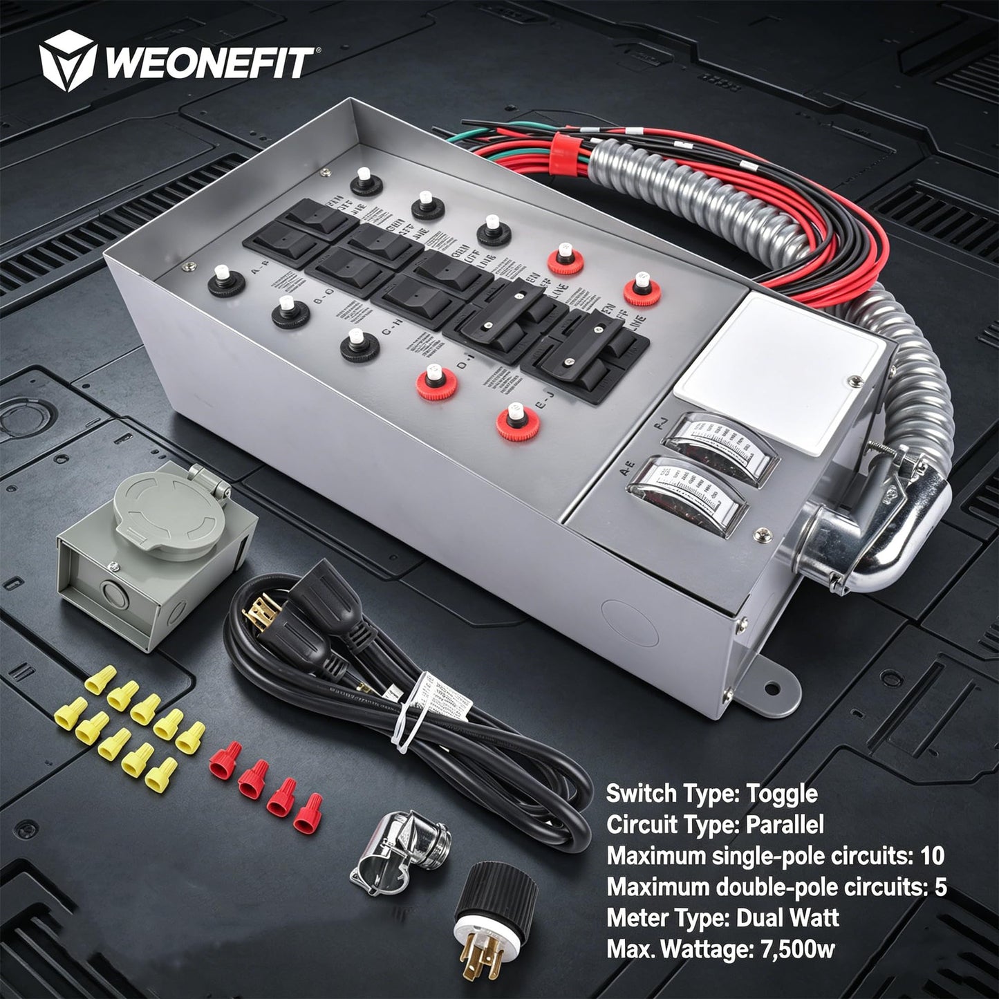 31410CRK Pro/Tran 10-Circuit 30 Amp Generator Transfer Switch Kit, 7500W Max, Powder-Coated Steel Cabinet, for Residential & Commercial Use, Gray