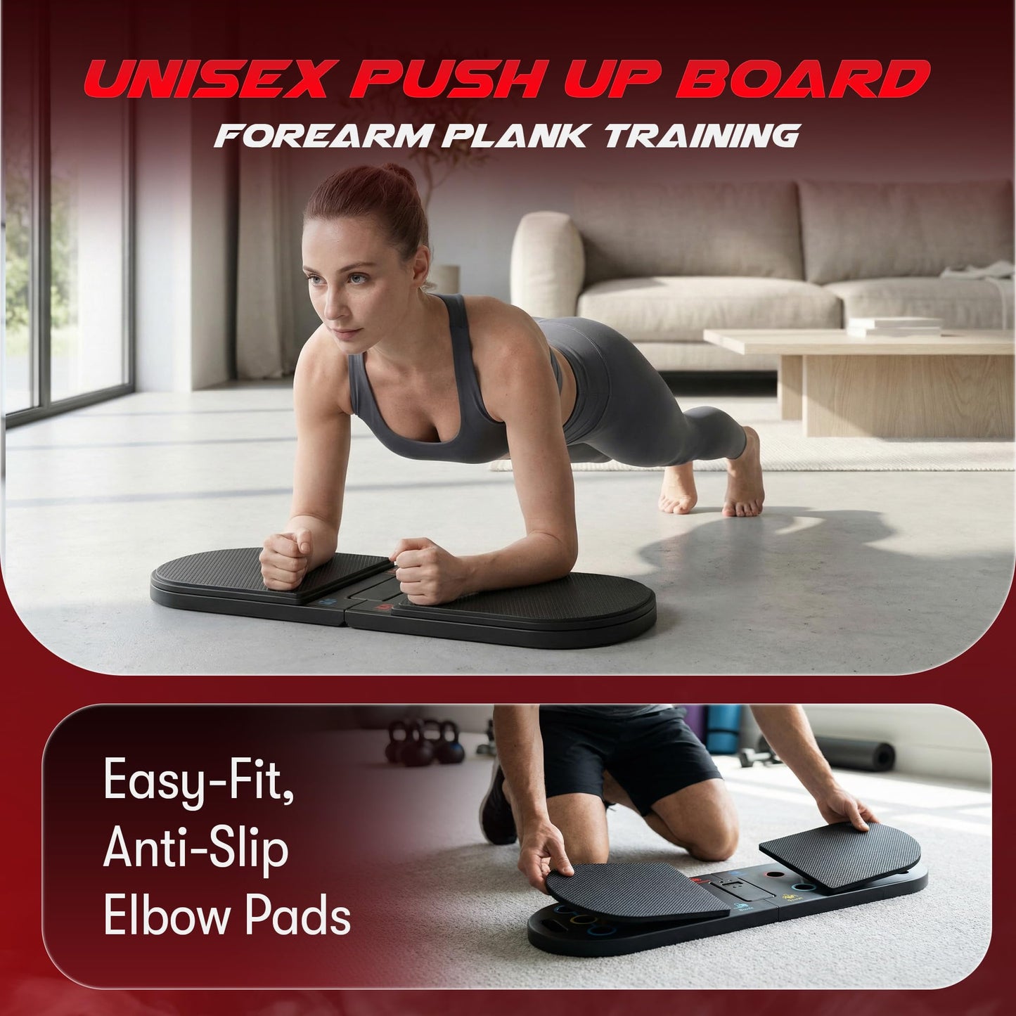 HAVENITY Plank Board & Push Up Board 22-in-1 with Resistance Bands – Core Trainer with Foam Elbow Pads, Foldable Home Gym Equipment for Men & Women